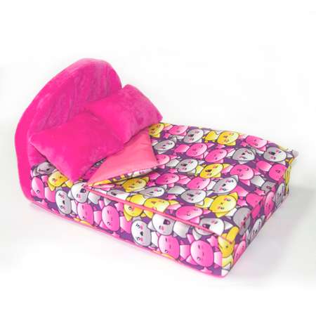 Набор мебели для кукол Belon familia Принт хор котят фиолетовый кровать круглая 2 подушки