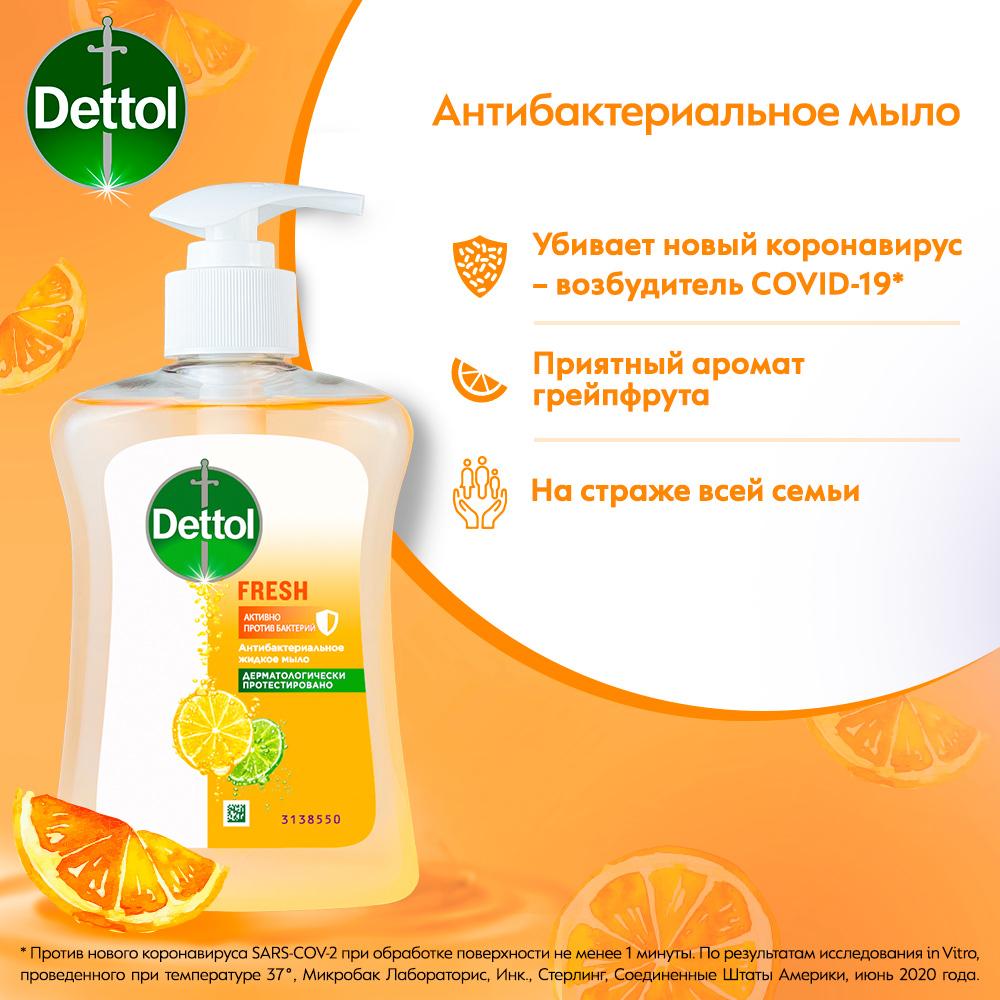 Мыло для рук Dettol антибактериальное Бодрящая свежесть с экстрактом грейпфрута 250 мл - фото 8