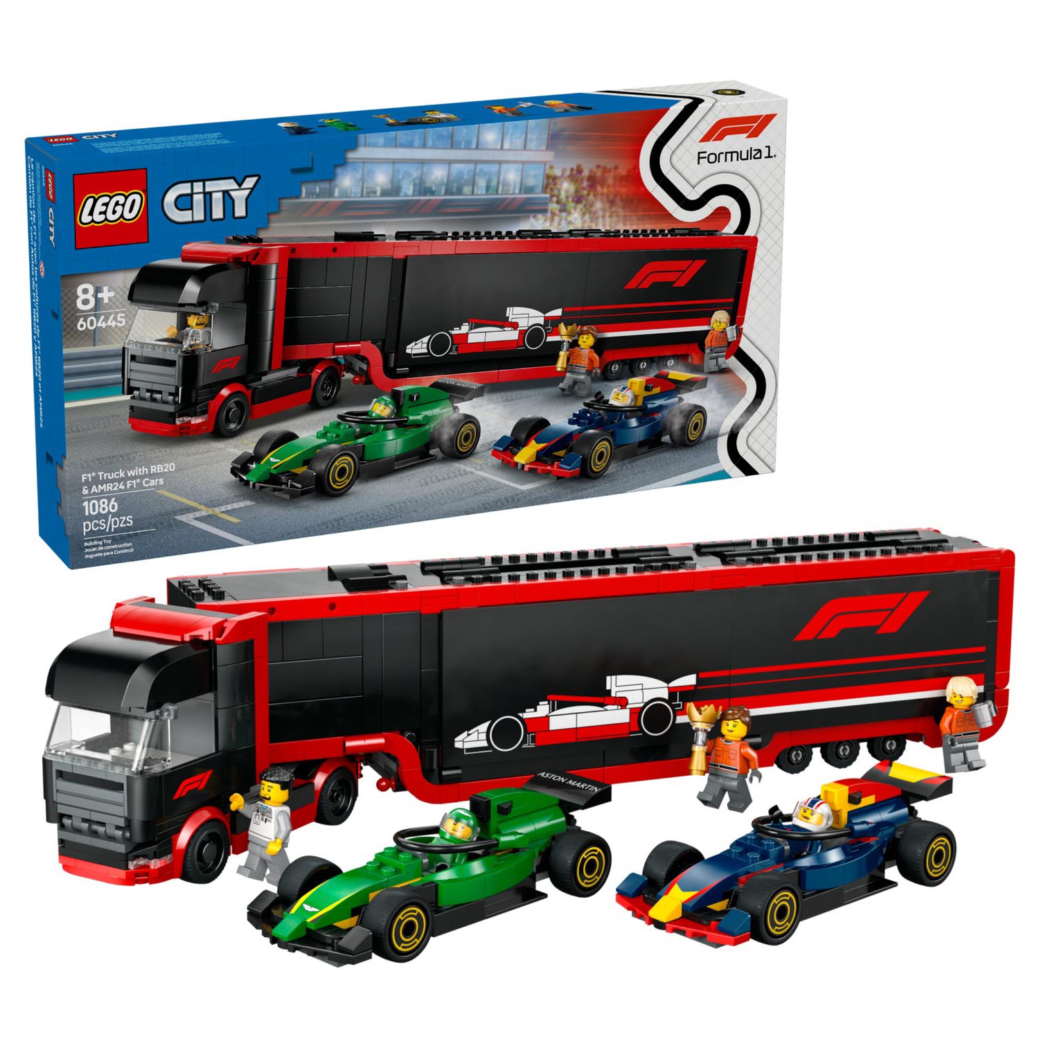 Конструктор детский LEGO City Автовоз F1 с машинами RB20 и AMR24 - фото 1