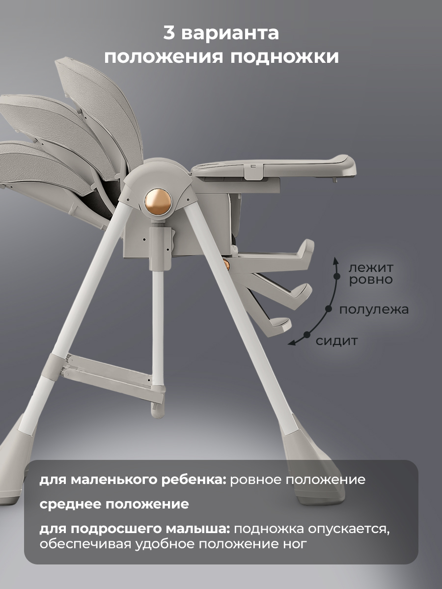 Стульчик-качели для кормления ребенка KUNDER Трансформер многофункциональный серый - фото 5