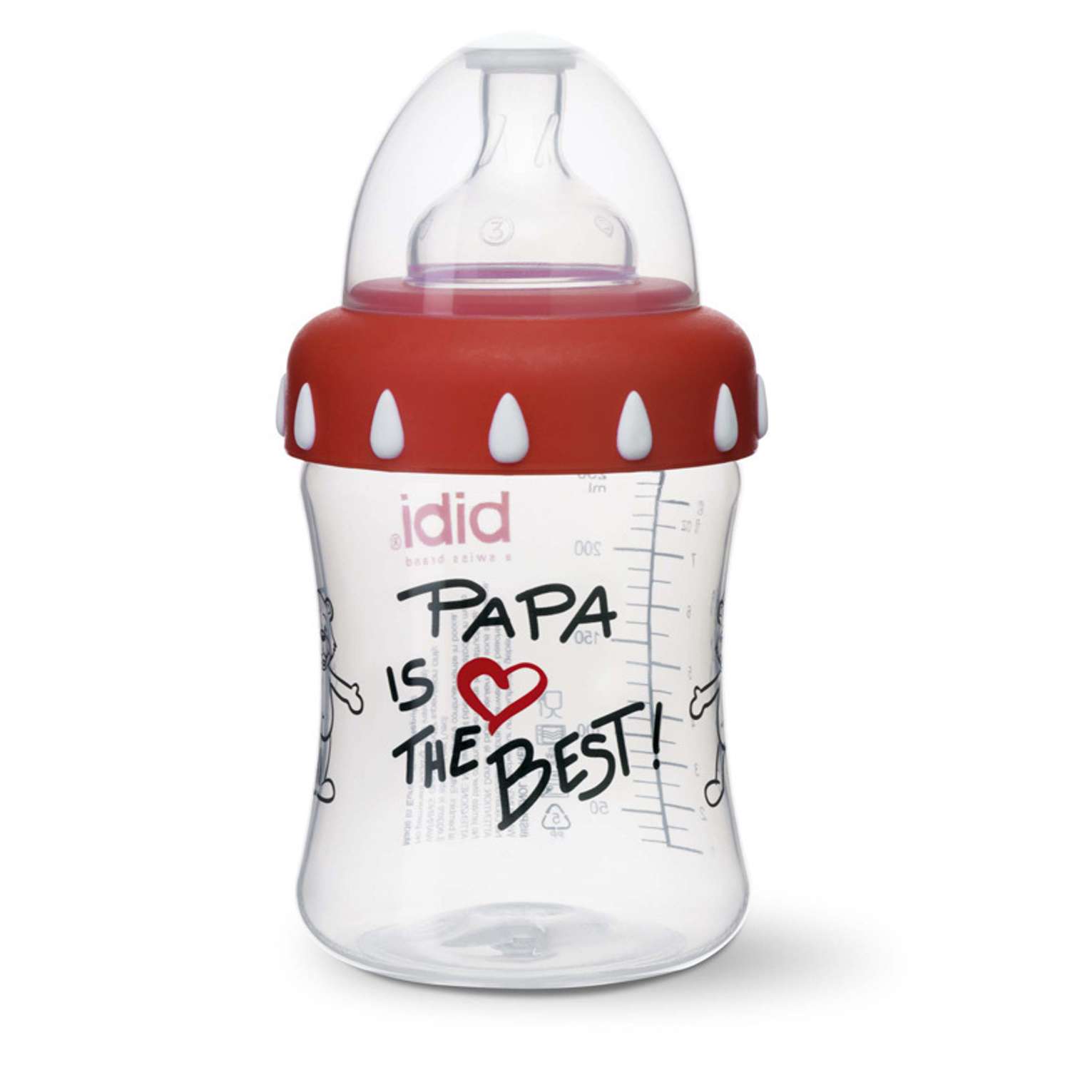 Бутылочка Bibi комфорт 250 мл с широким горлышком с соской вишня силикон 1 мес+ регулируемый поток Mama/Papa в ассортименте - фото 2