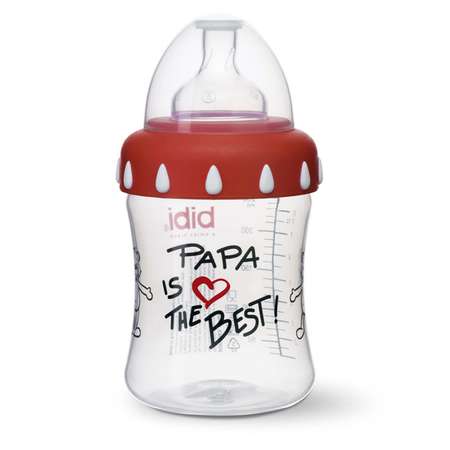 Бутылочка Bibi комфорт 250 мл с широким горлышком с соской вишня силикон 1 мес+ регулируемый поток Mama/Papa в ассортименте