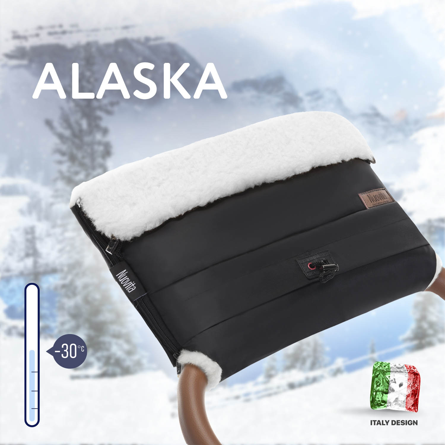 Муфта для рук на коляску Nuovita Alaska Bianco черный УТ-0003465 Nero/Черный - фото 2