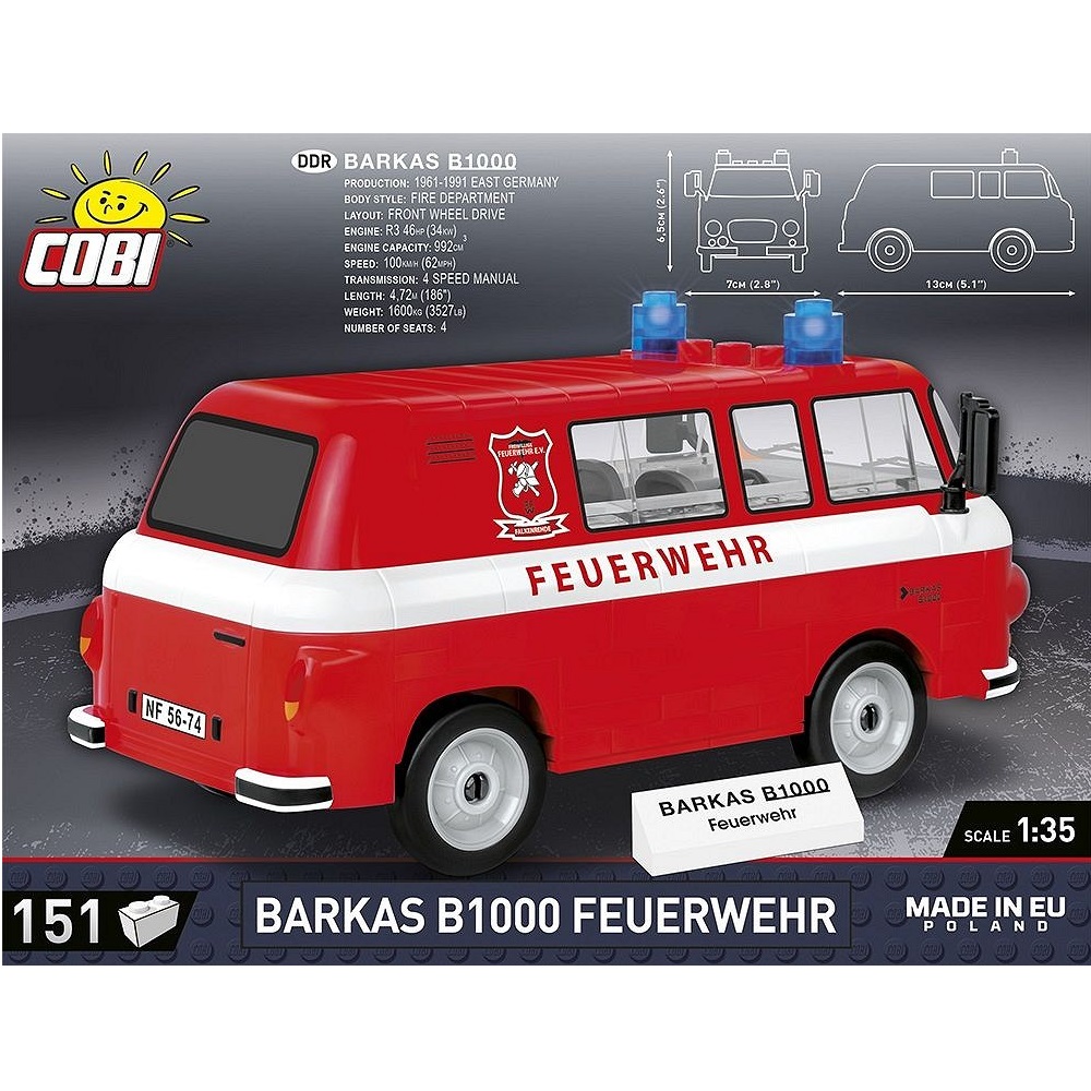 Конструктор COBI Микроавтобус Barkas B1000 Feuerwehr 151 деталей - фото 6