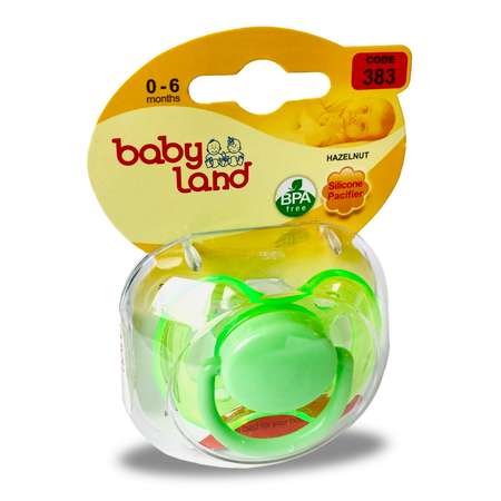 Соска-пустышка Baby Land классическая силиконовая 0мес+ зеленый