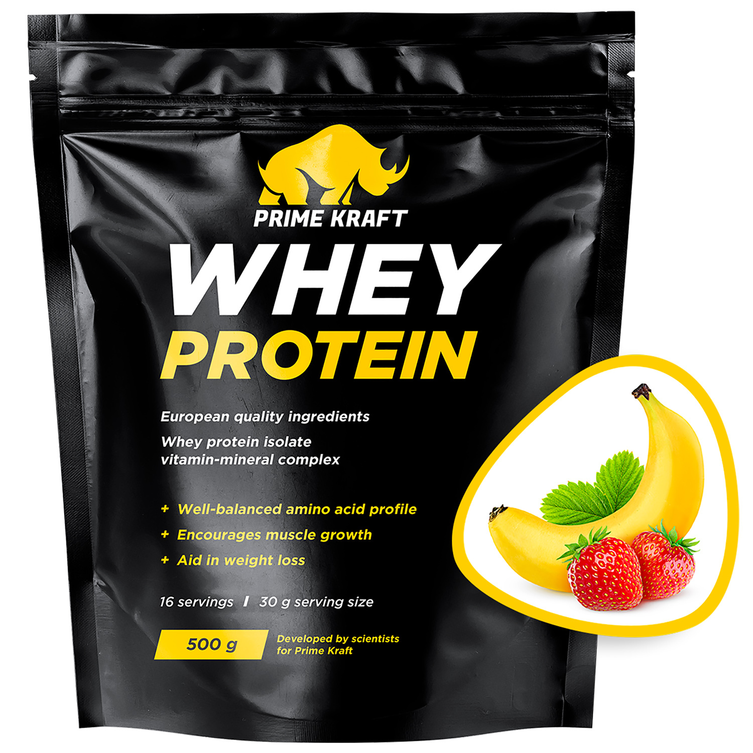 Протеин сывороточный Prime Kraft Whey клубника-банан 500г - фото 2