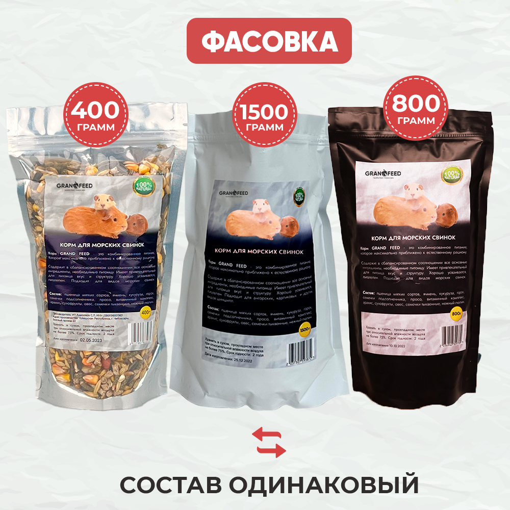 Натуральный сухой корм GRANOFEED для морских свинок 400 г - фото 6