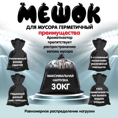 Мешки для мусора MirPack 35 литров 50х60 см прочные с ароматизатором