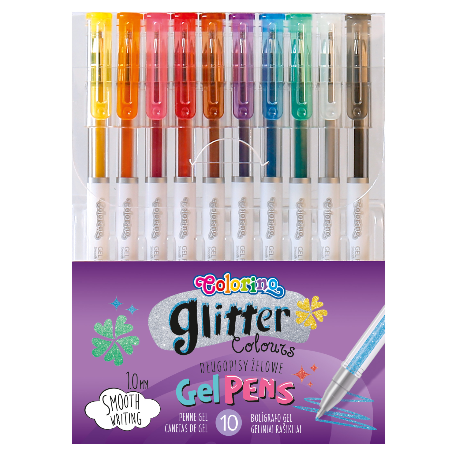Гелевые ручки COLORINO 10 цветов Glitter Colours - фото 1