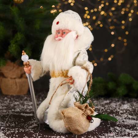 Дед мороз Зимнее волшебство «В белой шубке с посохом и мешком» двигается 12х28 см