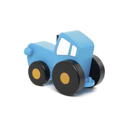 Машинка МУЛЬТИФАН деревянный Синий Трактор средний