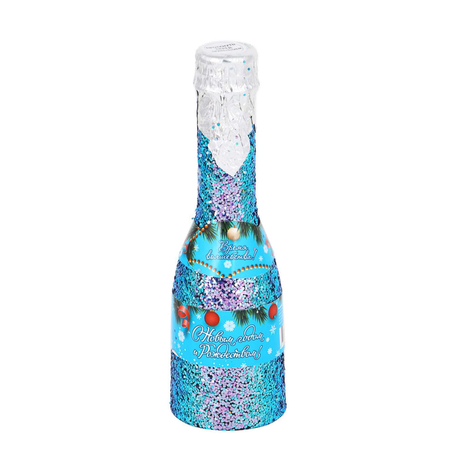 Хлопушка пружинная Сноубум в форме бутылки шампанского в ассортименте - фото 1