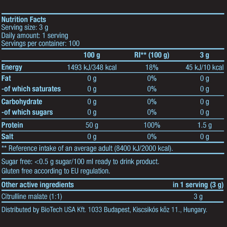 L-цитруллин малат BiotechUSA Citrulline Malate 300 г. Без вкуса