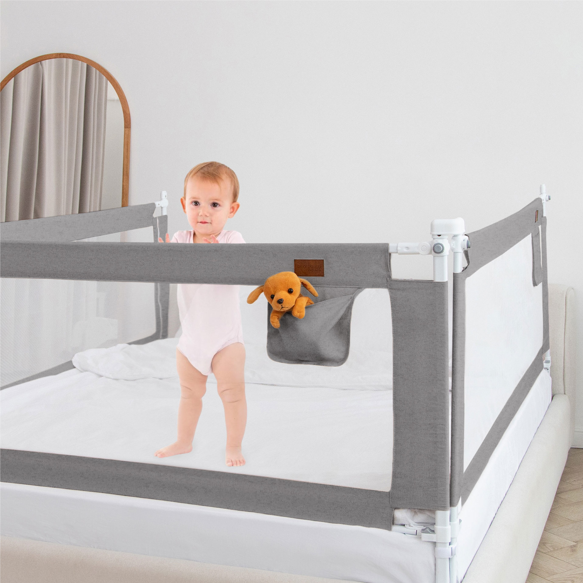 Барьер защитный для кровати Amarobaby Linear серый 160 см - фото 2