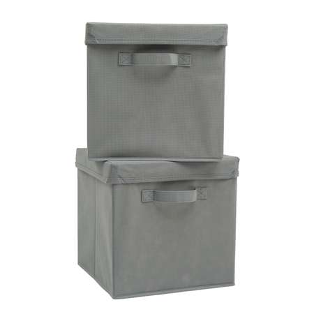 Набор складных коробок Home One для хранения 30х30х30 см 2 шт крышка в комплекте серый