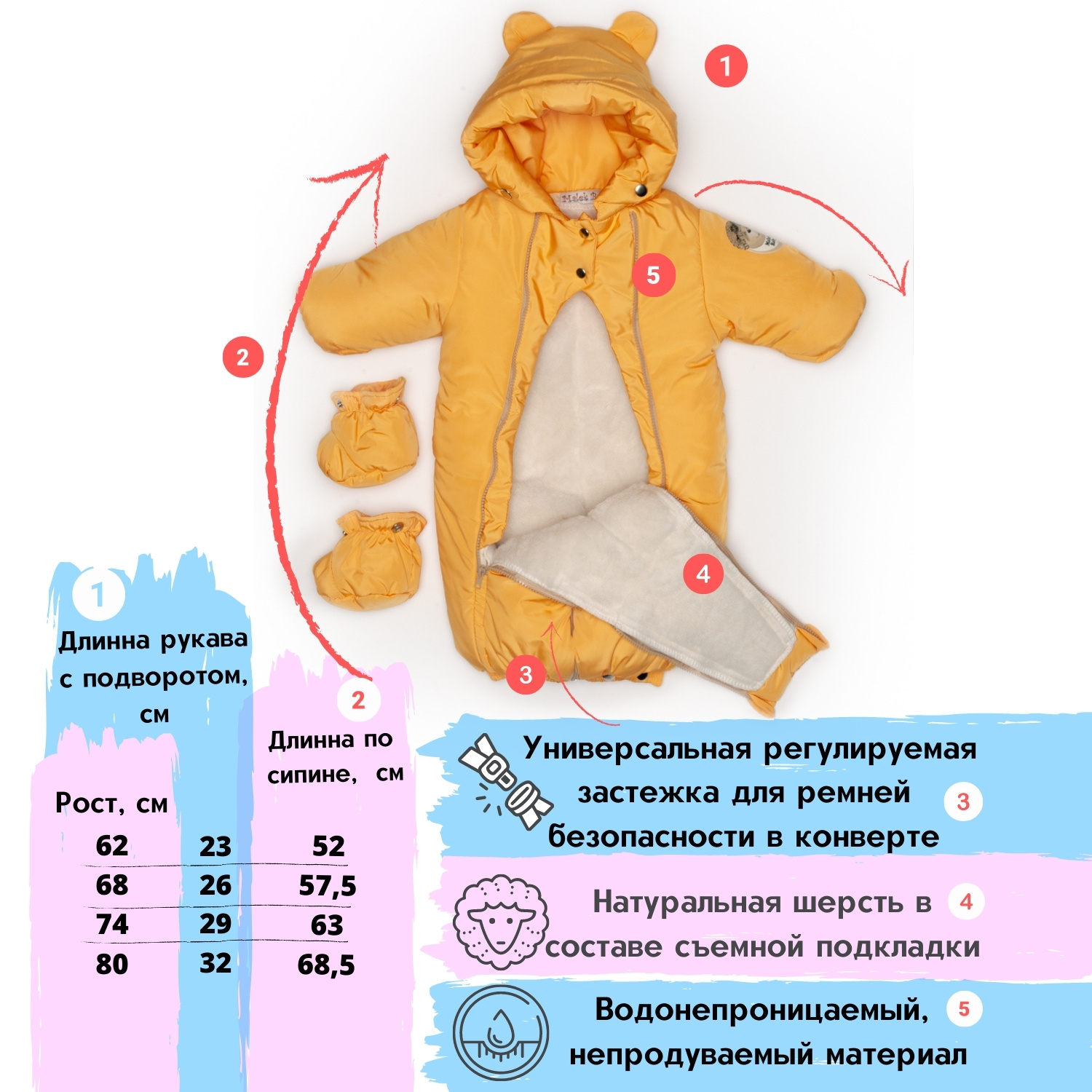 Комбинезон-конверт MaLeK BaBy 165шм манго - фото 7