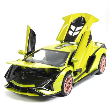 Коллекционная машинка WiMI металлическая инерционная гоночная зеленая Lamborghini Sian FKP 37