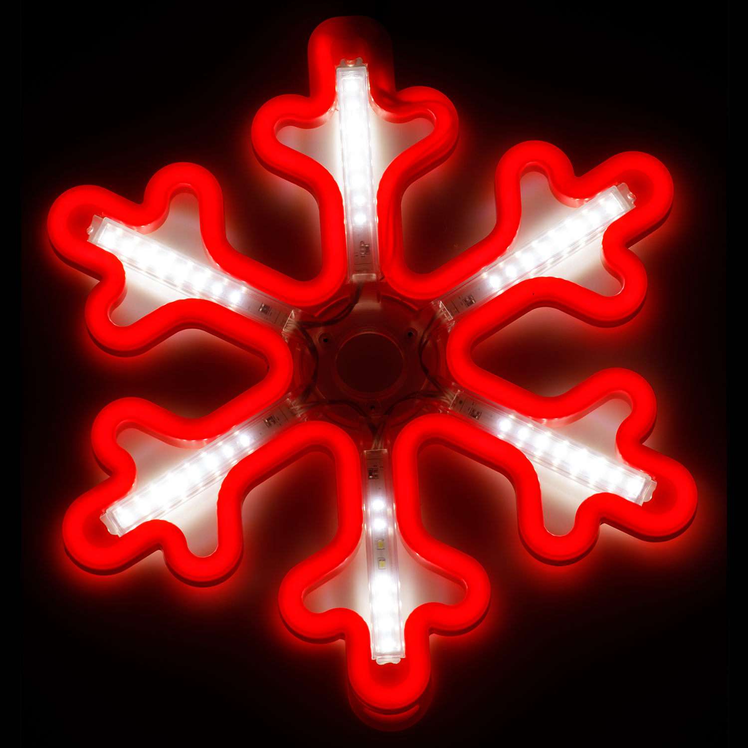 Фигура BABY STYLE Снежинка красный с эффектом белого пульсирования LED гибкий неон улица 30 см - фото 2