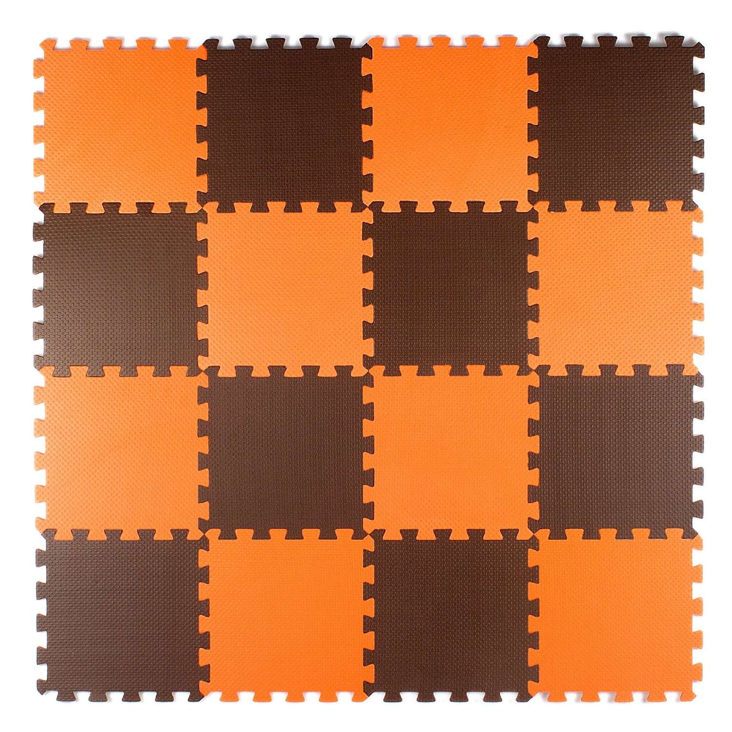Развивающий детский коврик Eco cover мягкий пол для ползания оранжево-коричневый 25х25 см. - фото 2