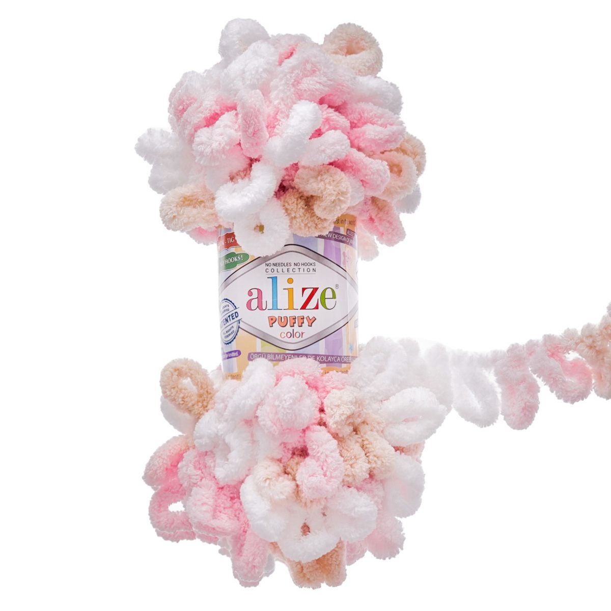 Пряжа для вязания Alize puffy color 100 г 9 м микрополиэстер плюшевая мягкая 6046 секционный 5 мотков - фото 4