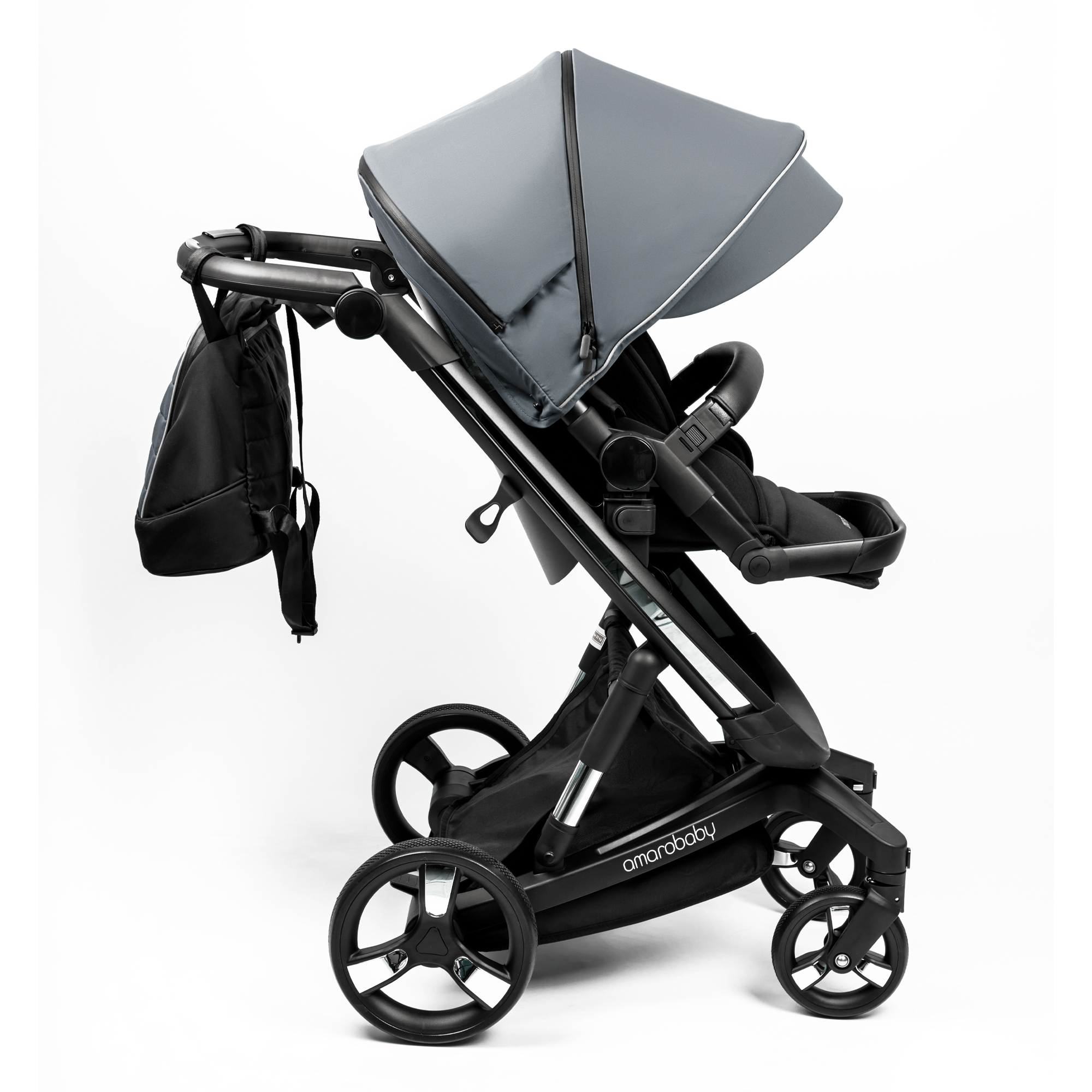 Коляска детская 2 в 1 AmaroBaby Tutum с Auta brake серый - фото 26