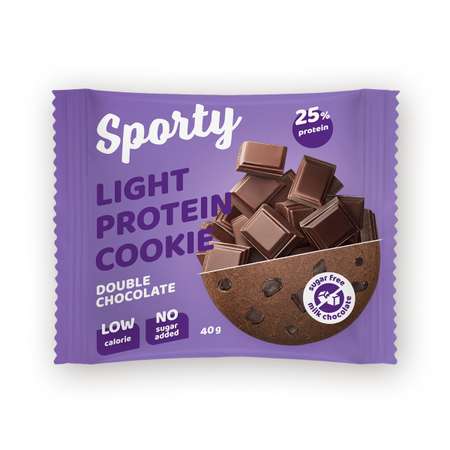 Протеиновое печенье Sporty Двойной шоколад 40г без сахара