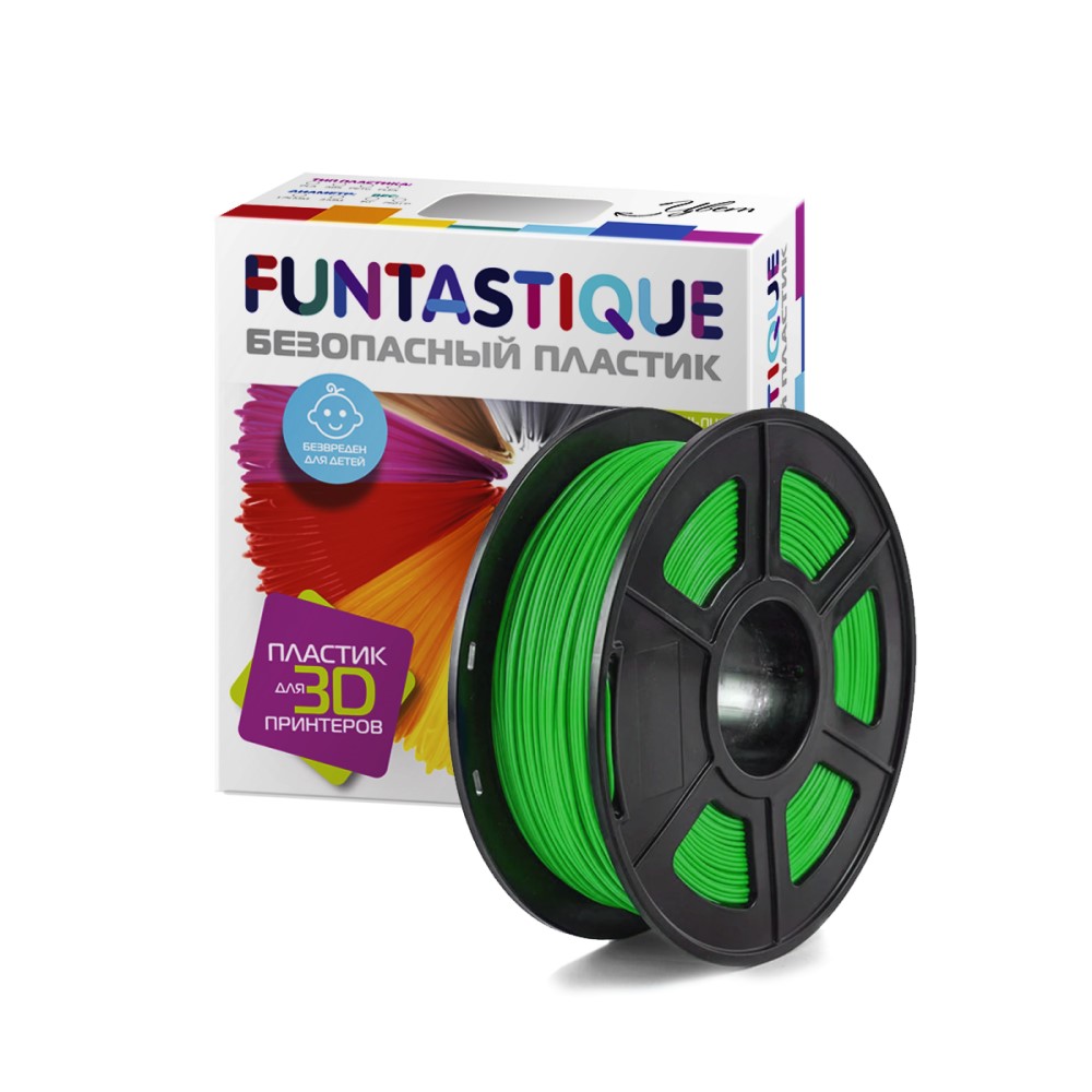 Пластик для 3D печати FUNTASTIQUE PETG 1.75 мм1 кг цвет Зелёный - фото 1