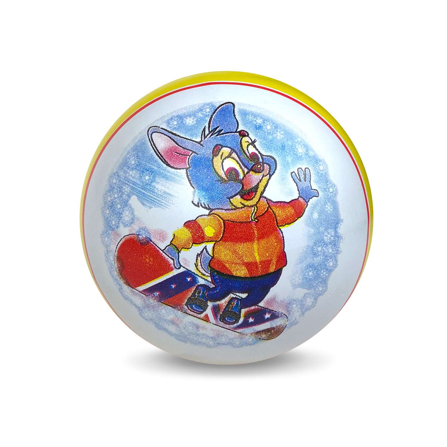 Мяч ЧАПАЕВ Заяц на сноуборде красный 15см 44239 - фото 2