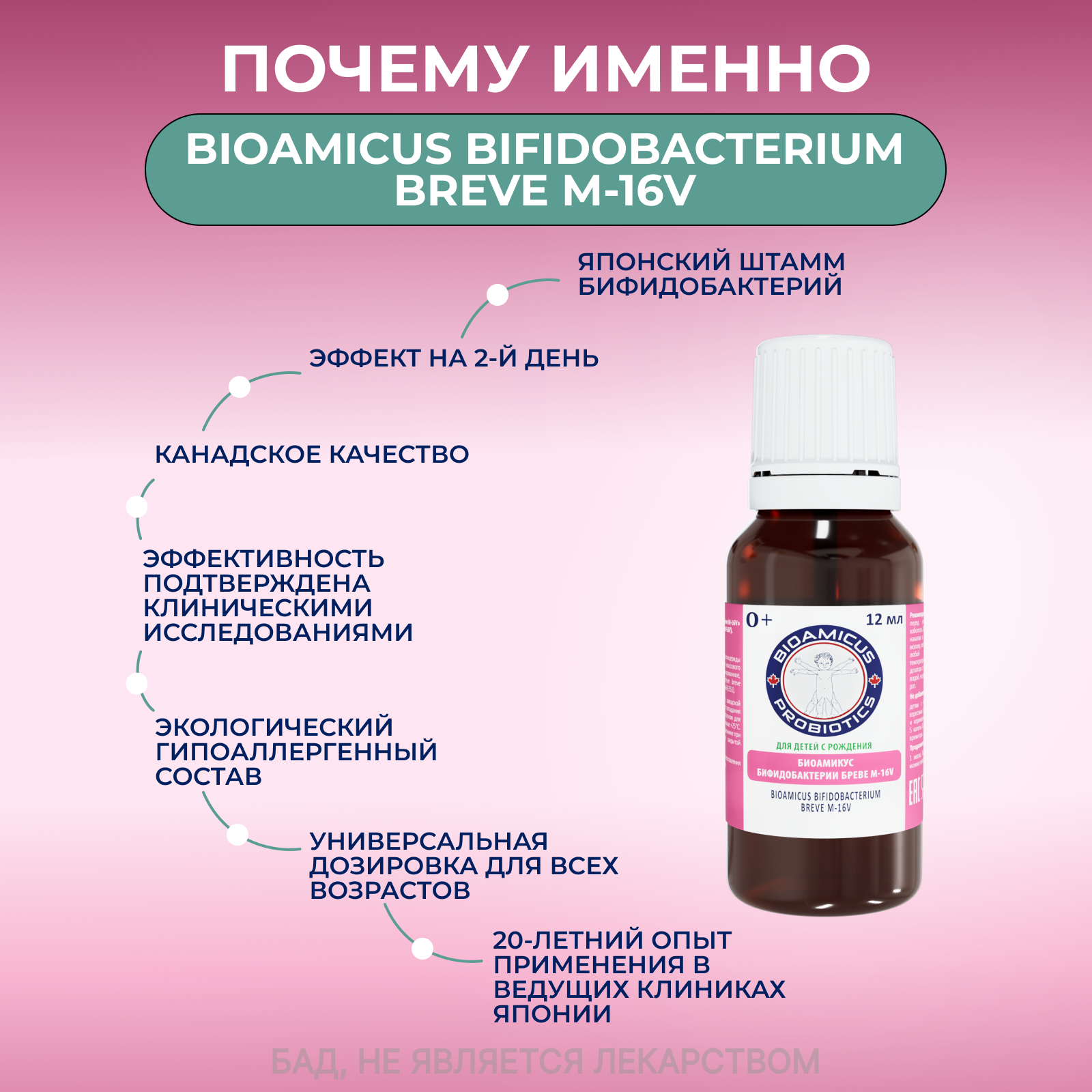 Детский Пробиотик Бреве M16-V BioAmicus новорожденным и недоношенным детям 12 мл - фото 3