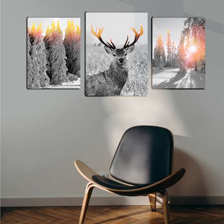 Комплект картин на холсте LORI Интерьерные на стену 3 в 1 Природа 30х40 и 40х50 см