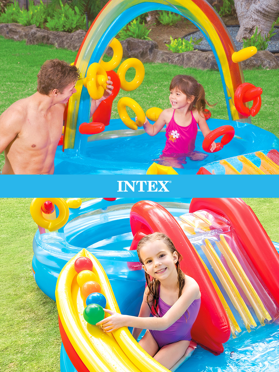 Водный игровой центр Intex Радуга с фонтаном и горкой 297х193х135 см - фото 4