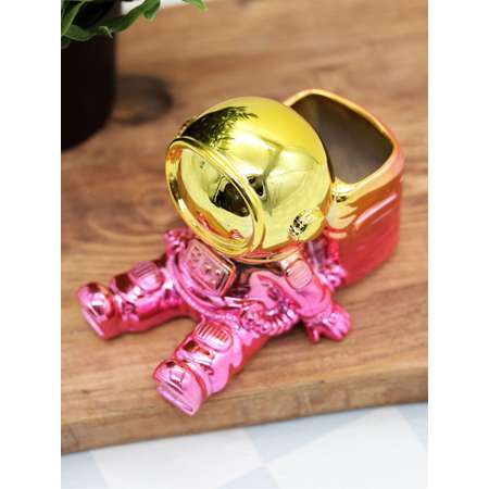 Подставка для канцелярии iLikeGift Astronaut pink metallic