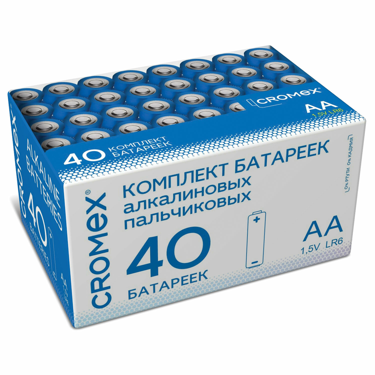 Батарейки алкалиновые CROMEX AA пальчиковые LR6 15А 40 штук - фото 5