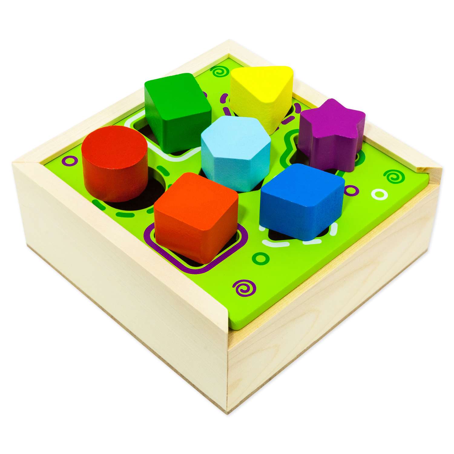 Сортер ящик 7 фигур Alatoys развивающая деревянная игрушка Монтессори + гайд с играми - фото 12