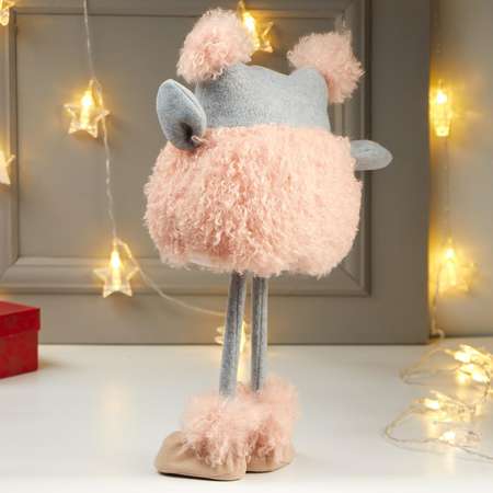Кукла интерьерная Зимнее волшебство «Совушка в розовой кудрявой шубке» 42х15х19 см