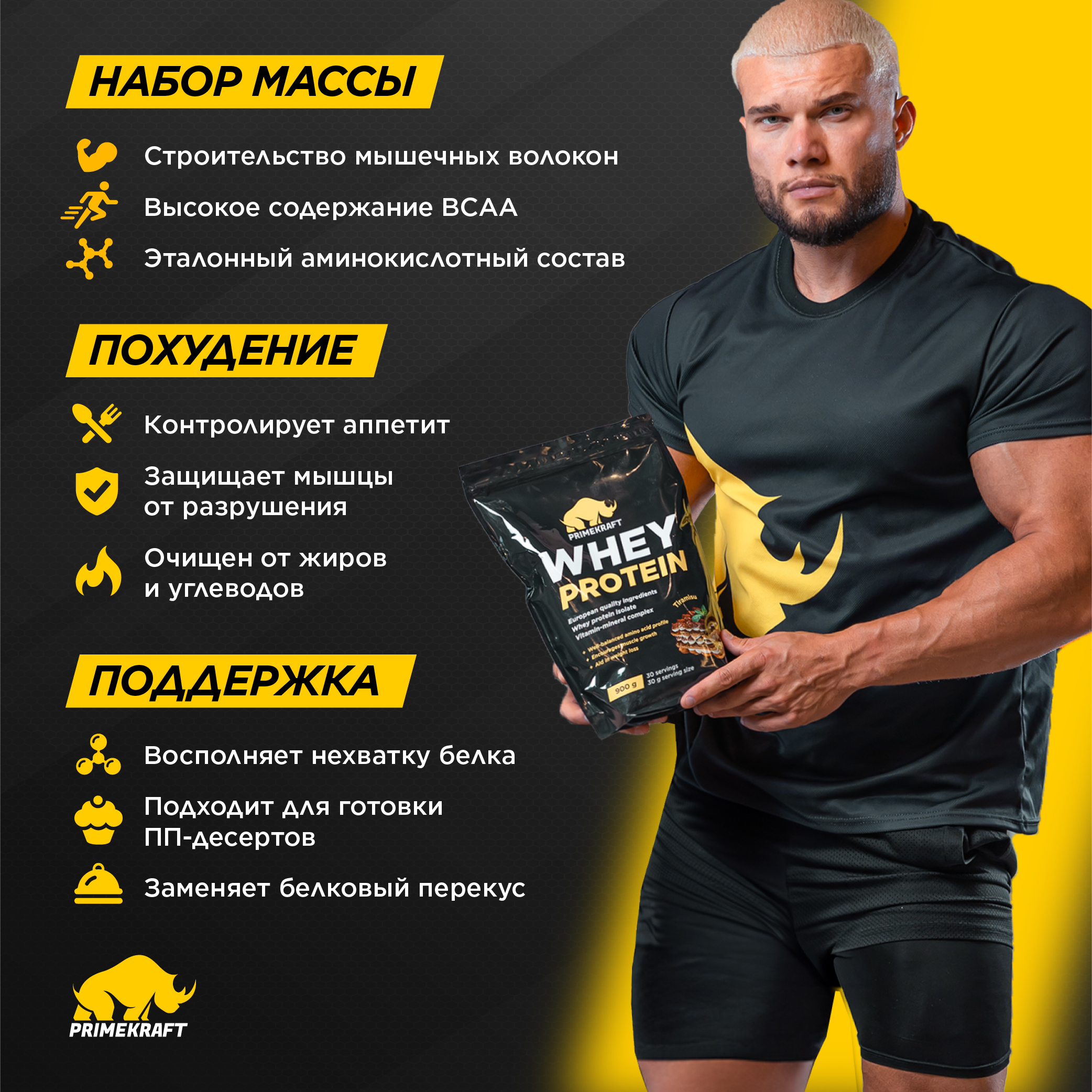 Протеин WHEY Prime Kraft малина 900г - фото 6