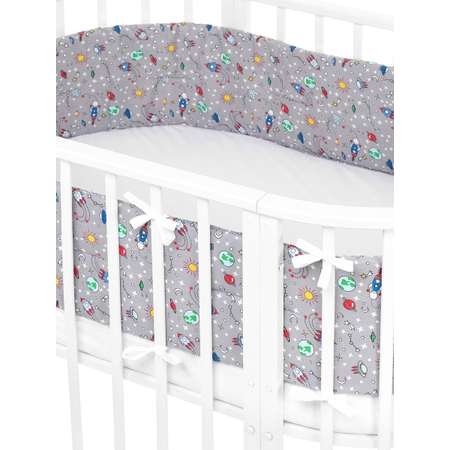 Бортики в кроватку Lemony kids Space 2 части по 180 см Серый