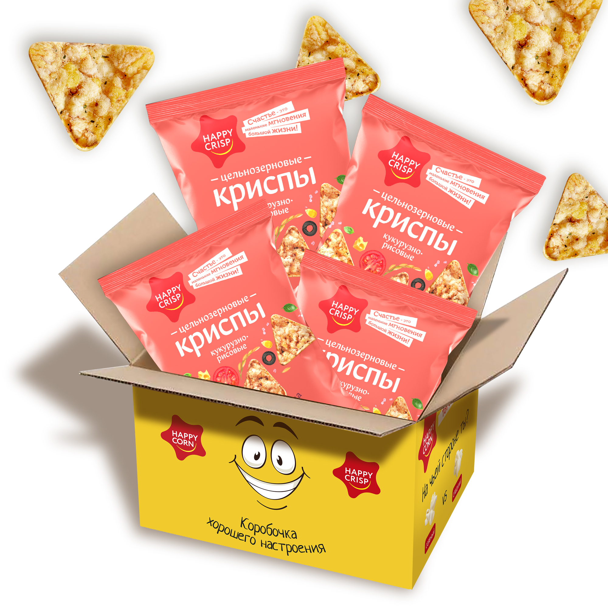 Чипсы Happy Crisp криспы цельнозерновые Итальянская пицца 4 шт по 50 г - фото 2