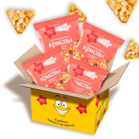 Чипсы Happy Crisp криспы цельнозерновые Итальянская пицца 4 шт по 50 г