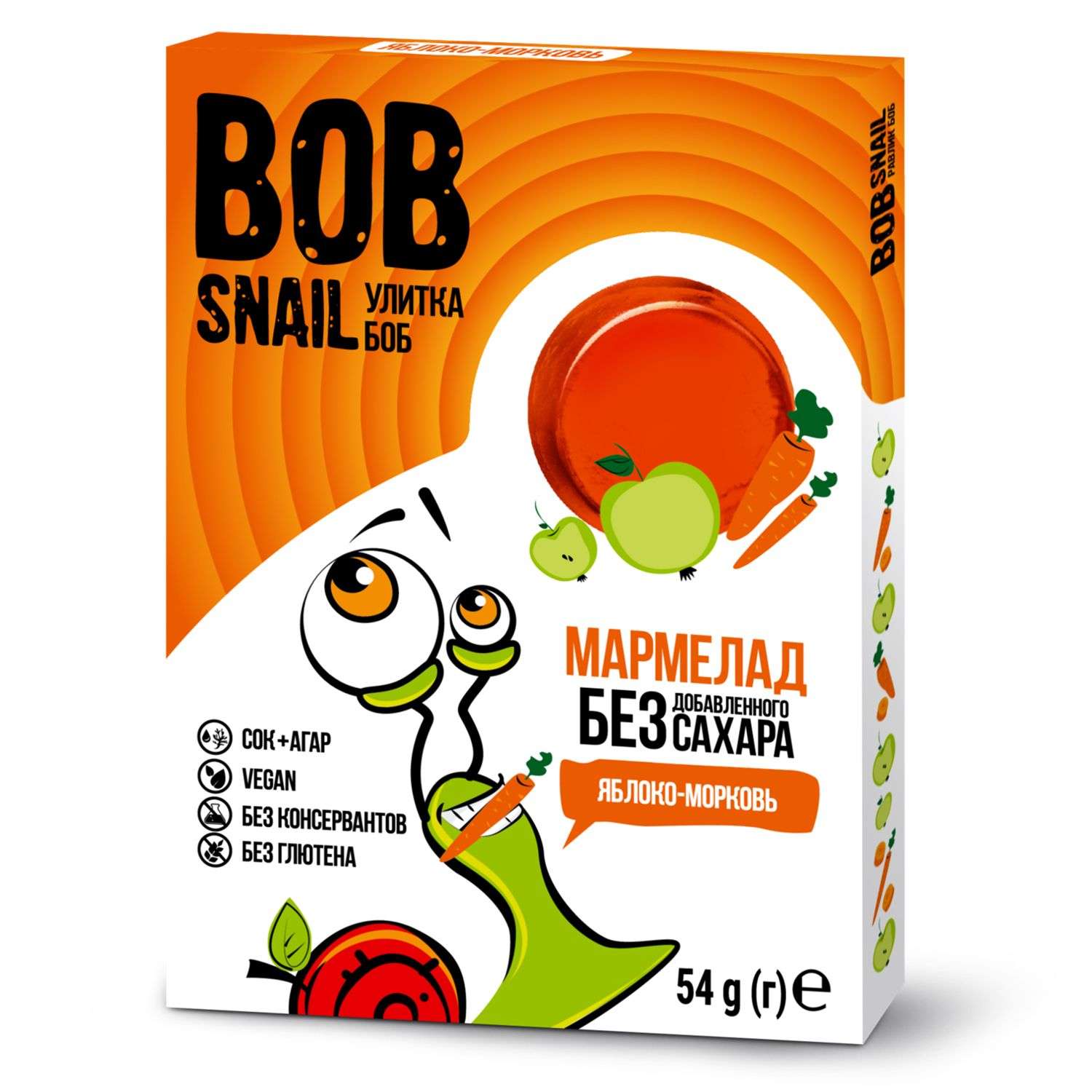 Мармелад фруктовый Bob Snail без сахара яблоко-морковь 54г - фото 1