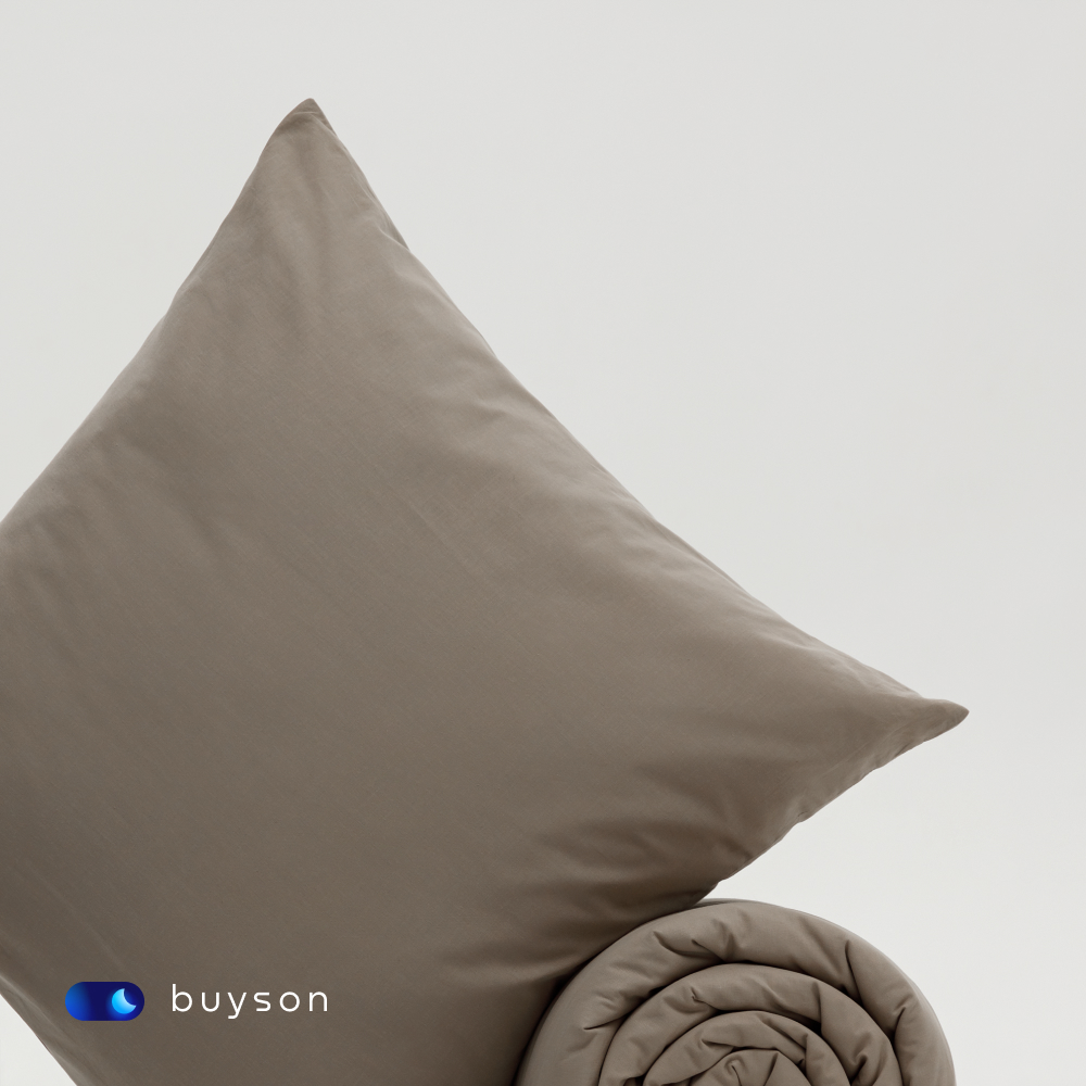 Комплект наволочек buyson BuyDream 70х70 см хлопковый поплин цвет бежевый - фото 8