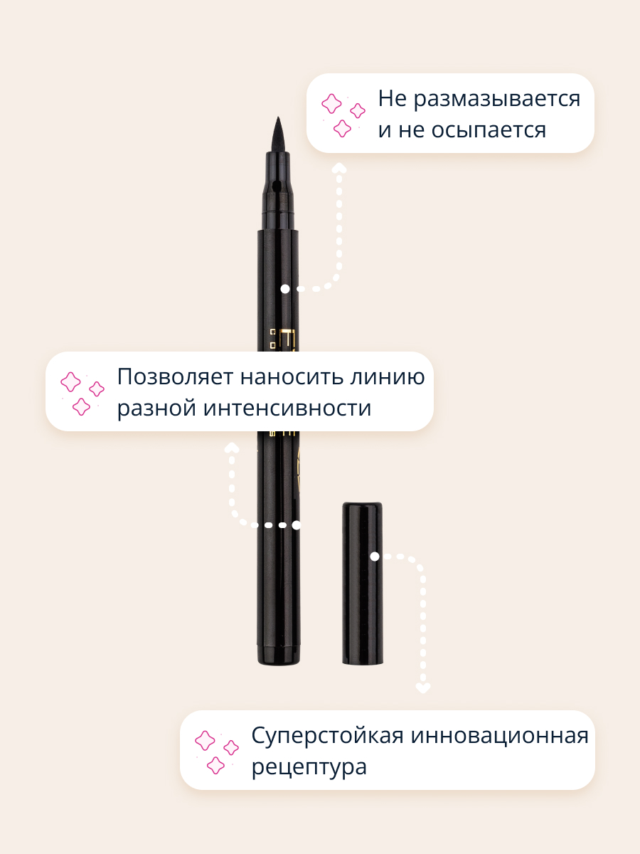 Подводка-фломастер EVELINE Art professional make-up водостойкая черная - фото 2