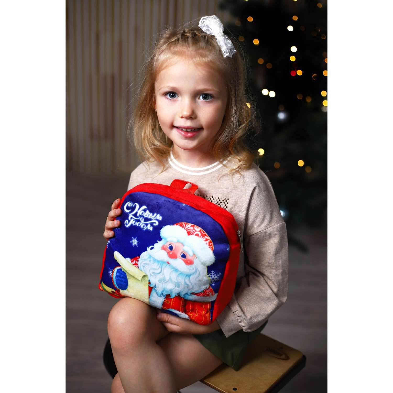 Рюкзак Milo Toys детский «С Новым годом» Дед Мороз 28х25 см - фото 9