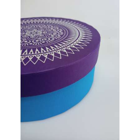 Коробка подарочная Cartonnage круглая Мандалы фиолетовый голубой