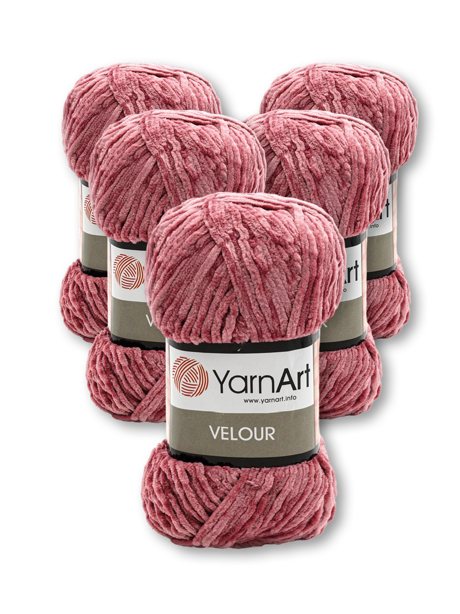 Пряжа для вязания YarnArt Velour 100 г 170 м микрополиэстер мягкая велюровая 5 мотков 868 темно-розовый - фото 3