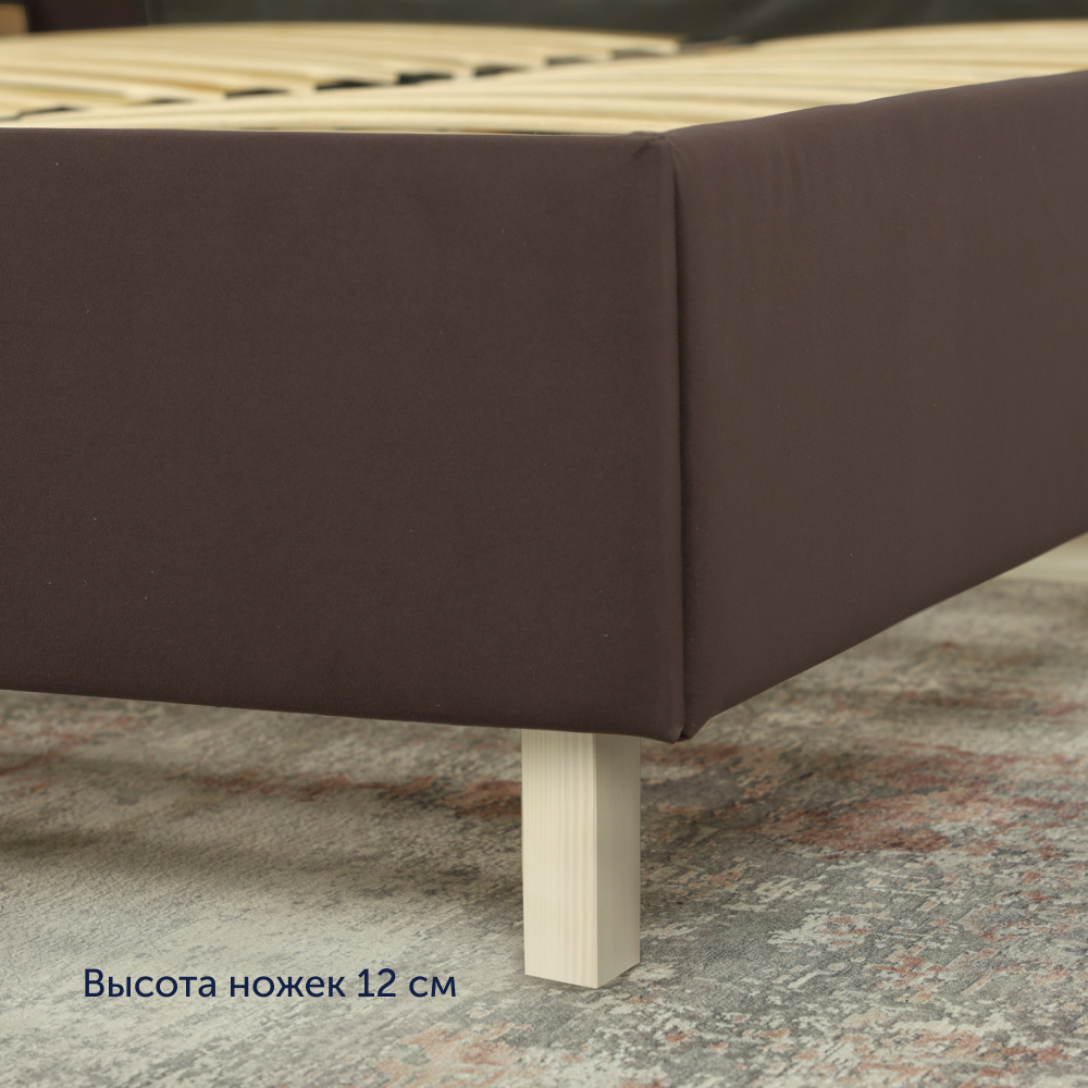 Двуспальная кровать buyson BuyGlory 200х140 коричневая микровелюр - фото 8