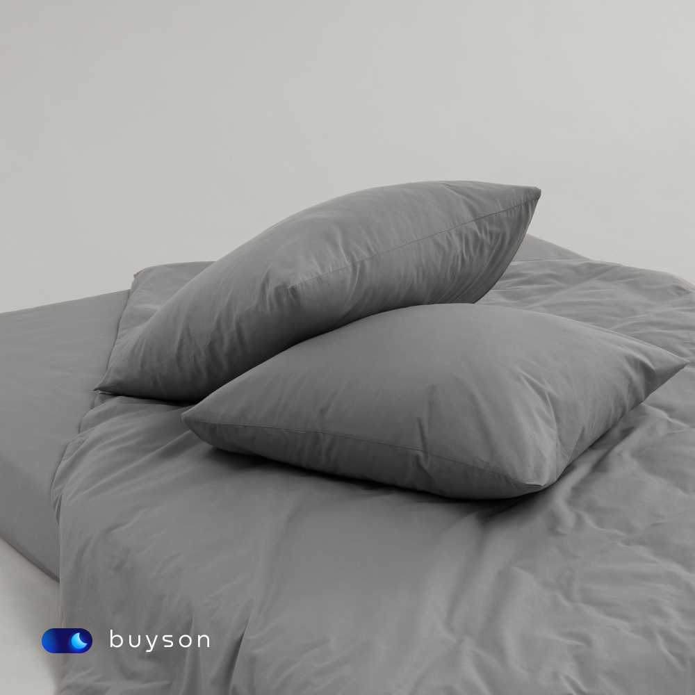 Комплект наволочек buyson BuyDream 70х70 см хлопковый поплин цвет стальной - фото 5