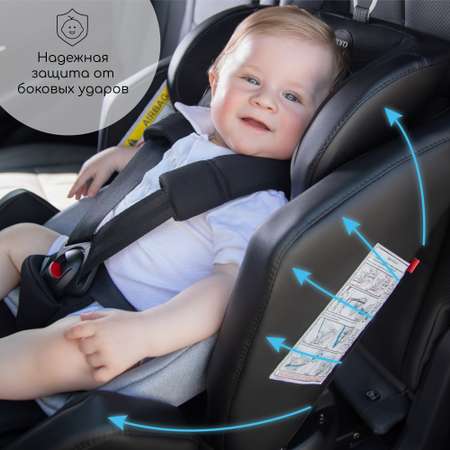 Автокресло с боковой поддержкой Amarobaby Favorite Isofix группа 0+/1/2/3 чёрный/серый