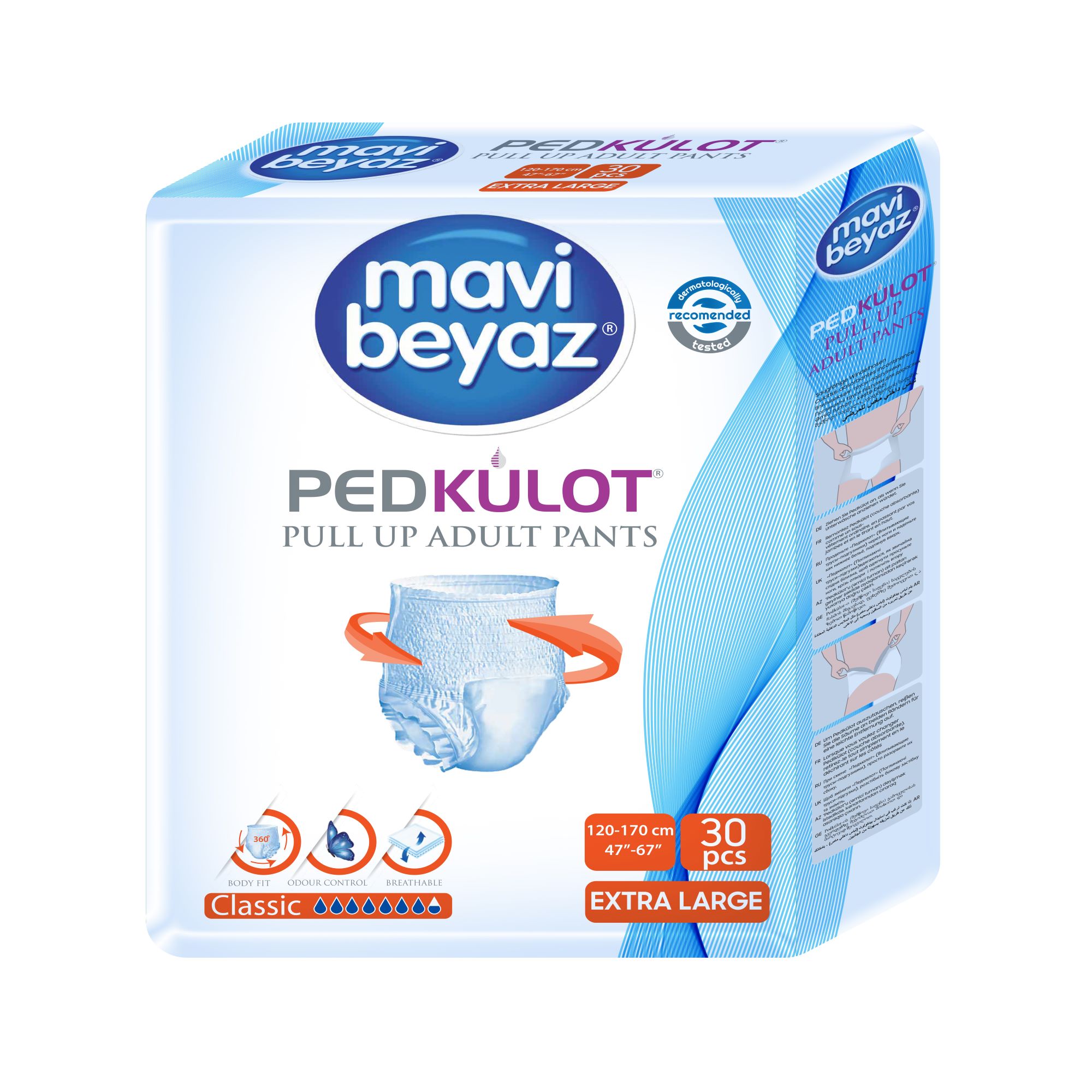 Подгузники-трусики mavi beyaz для взрослых XL 120-170 см 30 шт - фото 1