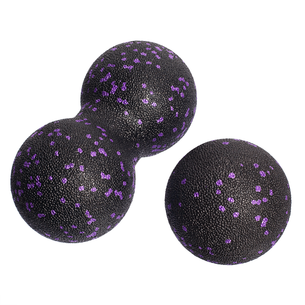 Набор массажных мячей STRONG BODY спортивных для МФР. Классический и сдвоенный: 8 см и 8х16 см. Черно-фиолетовый - фото 2
